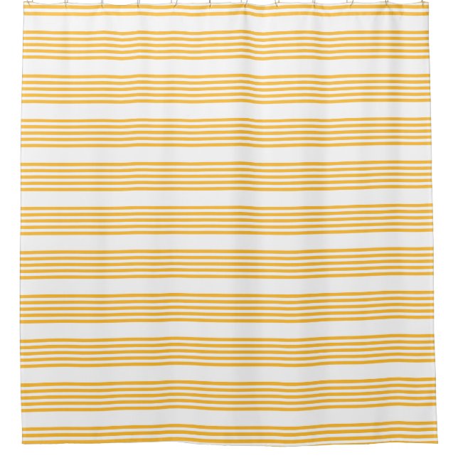 Sunny yellow and white five stripe pattern shower curtain (Front)