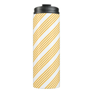Sunny yellow and white five stripe pattern thermal tumbler