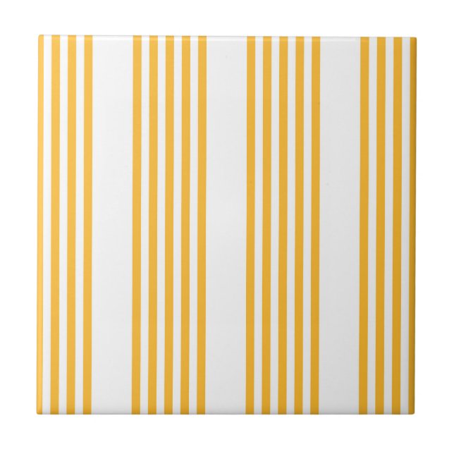 Sunny yellow and white five stripe pattern tile (Front)