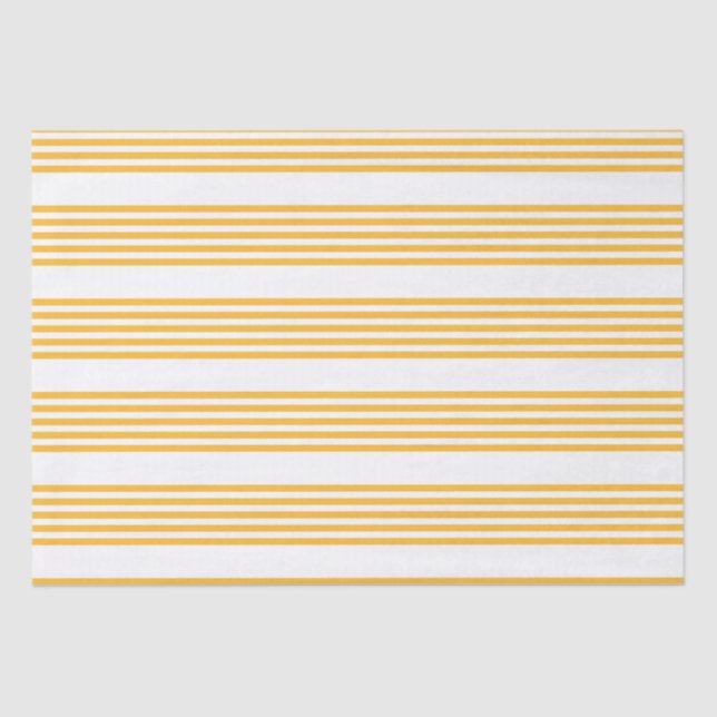 Sunny yellow and white five stripe pattern tissue paper (Front)