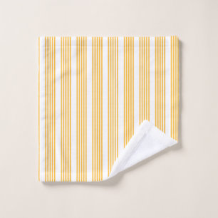 Sunny yellow and white five stripe pattern wash cloth