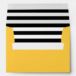 Sunny Yellow   Black and White Stripes Liner Envelopes