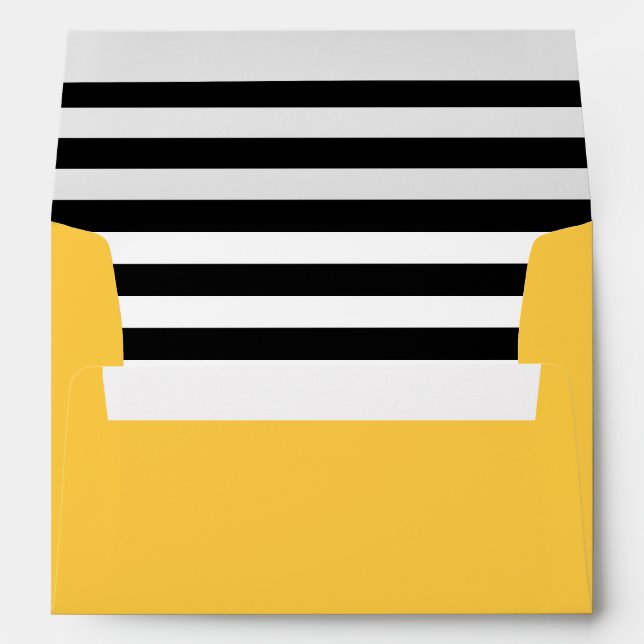 Sunny Yellow | Black and White Stripes Liner Envelopes (Back (Bottom))
