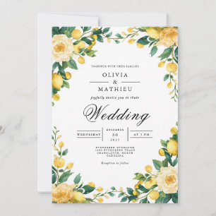 Sunny Yellow Botanical Bloom Wedding Invitation