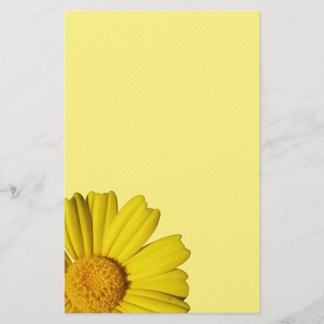 Sunny yellow chamomile stationery (Front)