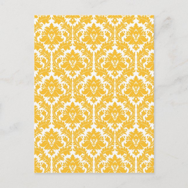 Sunny Yellow Damask Postcard (Front)