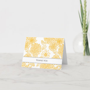 Sunny Yellow Dasies & Dahlias   Folded Thank You Card
