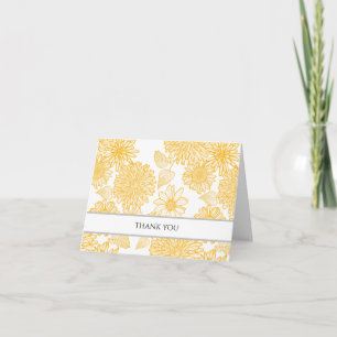 Sunny Yellow Dasies & Dahlias Folded Thank You Card