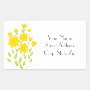 'Sunny Yellow Floral Bouquet' Address Label