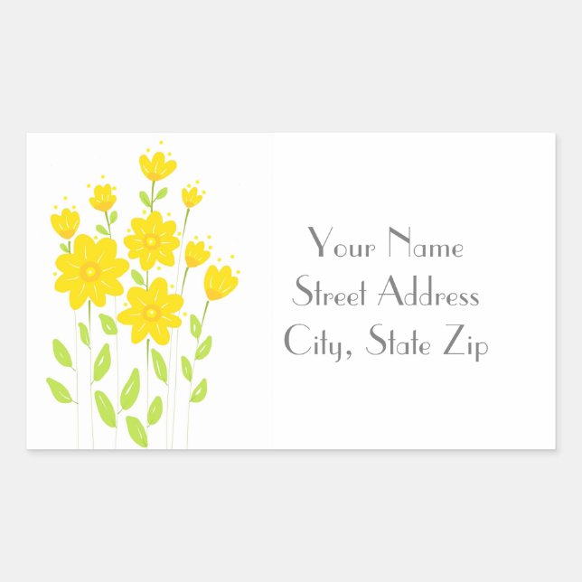 'Sunny Yellow Floral Bouquet' Address Label (Front)