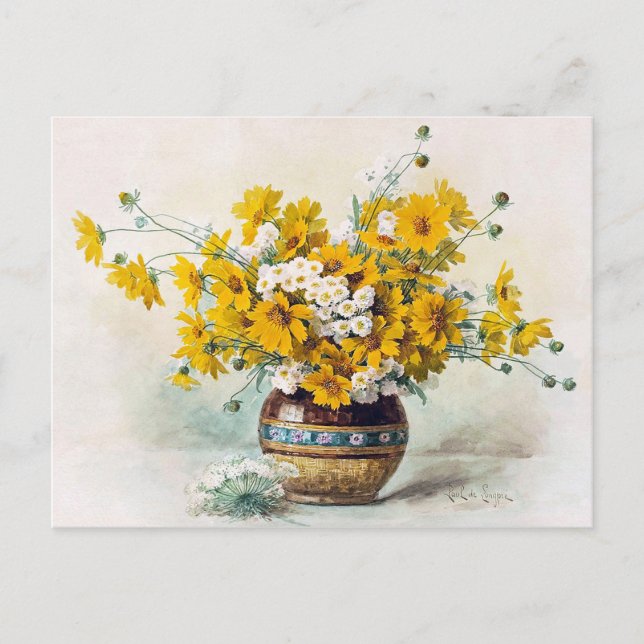 Sunny yellow flowers by Paul de Longpre CC1012 Postcard (Front)