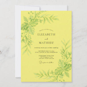 Sunny Yellow Foliage Eucalyptus Wedding Invitation