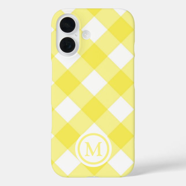 Sunny Yellow Gingham Monogram Case-Mate iPhone Case (Back)