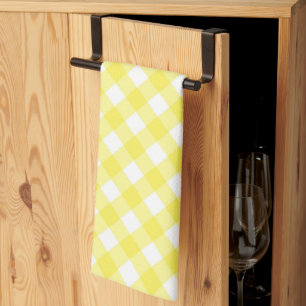 Sunny Yellow Gingham Pattern Tea Towel