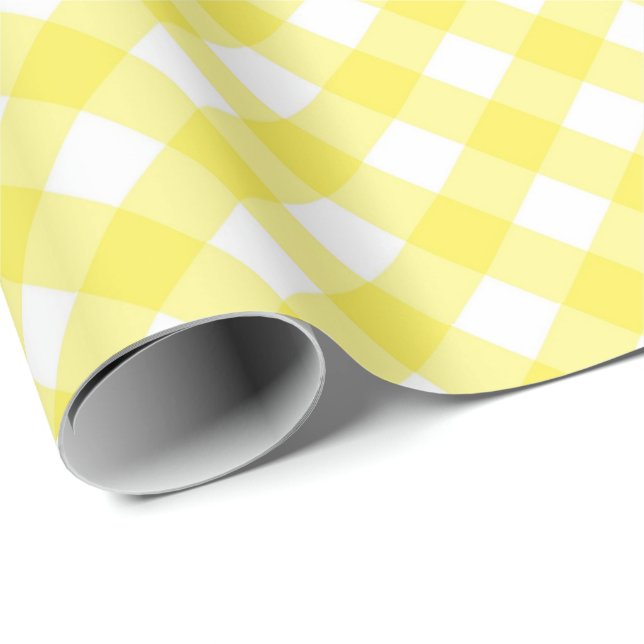 Sunny Yellow Gingham Pattern Wrapping Paper (Roll Corner)