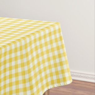Sunny Yellow Gingham Plaid Farmhouse Cottage Tablecloth