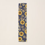 Sunny Yellow Gold Navy Sunflowers Leaves Pattern Scarf<br><div class="desc">This elegant and chic floral pattern is perfect for the summer season. it features a yellow and brown watercolor painted sunflower pattern with faux printed gold foil leaves on top of a simple navy blue background. This print is trendy, country, and modern. ***IMPORTANT DESIGN NOTE: For any custom design request...</div>