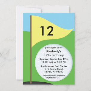 Sunny Yellow Let's Bogie Mini Golf Birthday Party Invitation