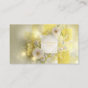 Sunny Yellow Mimosa Floral Geometric Diamond Business Card