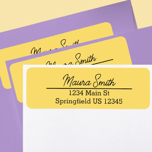 Sunny yellow minimalist return address label