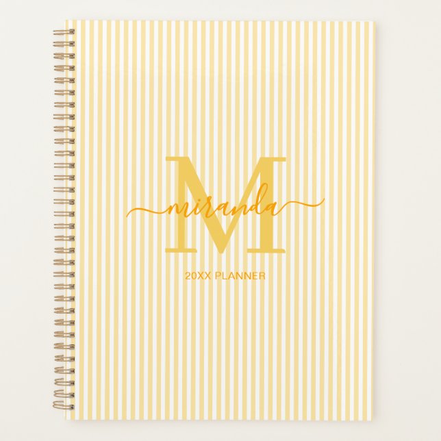 Sunny Yellow Monogram Personalised Planner (Front)