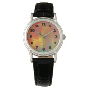 Sunny Yellow Orange Green Rustic Grunge Abstract Watch