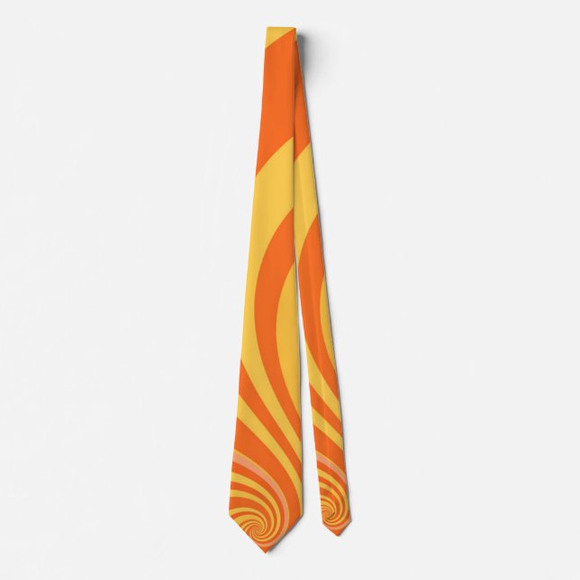 Sunny Yellow Orange Solar Retro Spiral Swirls Tie (Front)
