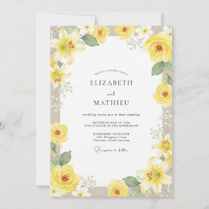 Sunny Yellow Peony Wedding Invitation