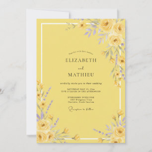 Sunny Yellow Petal Wedding Invitation