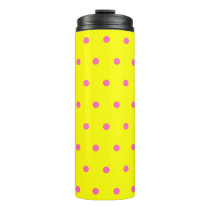 Sunny Yellow Pink Polka Dots Thermal Tumbler