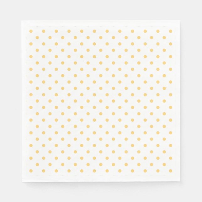 Sunny Yellow Polka Dot White Party Napkin (Front)
