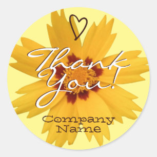 Sunny Yellow Purple Flower Blossom Thank You Label