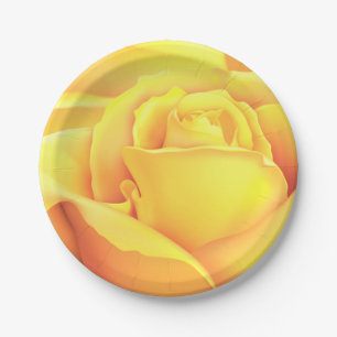 Sunny Yellow Rose Paper Plate
