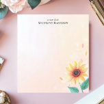 Sunny Yellow Sunflower Pastel Personalised Name Notepad<br><div class="desc">Brighten your day with this cheerful, personalised notepad! A vibrant yellow sunflower with detailed green leaves graces the lower-right corner, set against a soft, pastel background. The design evokes a sense of warmth and sunshine. Customise this notepad with your own text. Perfect for jotting down notes, to-do lists, or sharing...</div>