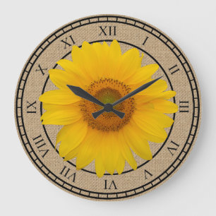 Sunny Yellow Sunflower Rustic Round Wall Clock