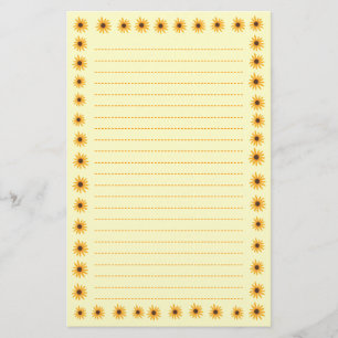 Sunny Yellow Sunflowers Border Lined Stationery