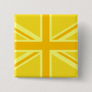 Sunny Yellow Union Jack British Flag Decor 15 Cm Square Badge