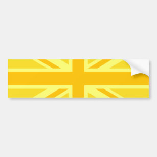 Sunny Yellow Union Jack British Flag Decor Bumper Sticker