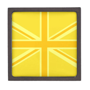 Sunny Yellow Union Jack British Flag Decor Jewellery Box