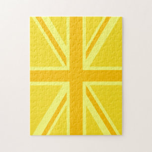 Sunny Yellow Union Jack British Flag Decor Jigsaw Puzzle
