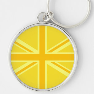 Sunny Yellow Union Jack British Flag Decor Key Ring