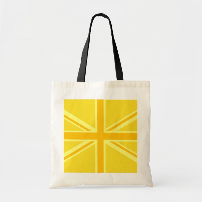Sunny Yellow Union Jack British Flag Decor Tote Bag (Front)