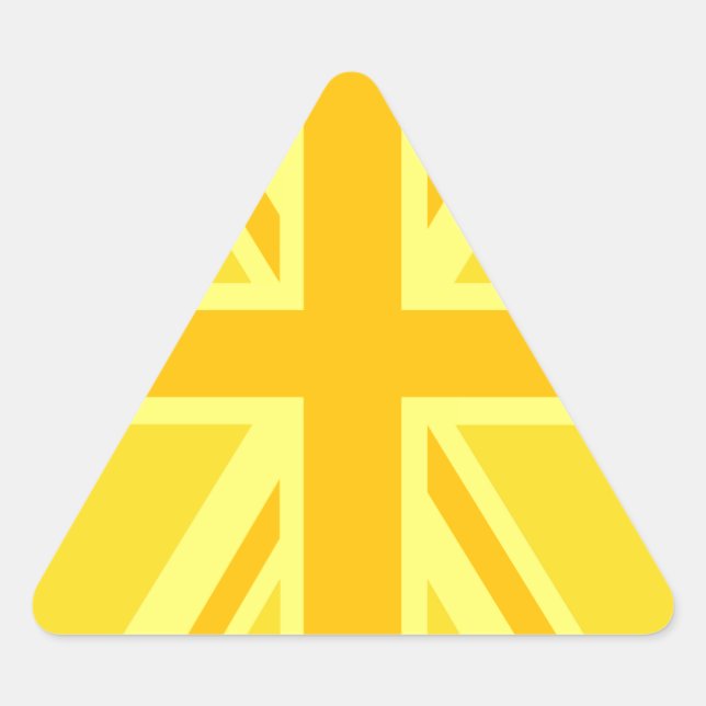 Sunny Yellow Union Jack British Flag Decor Triangle Sticker (Front)