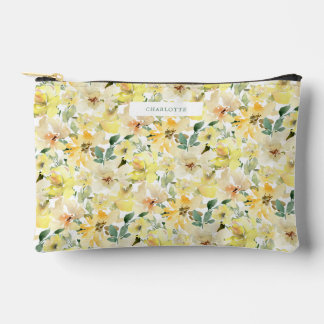 Sunny Yellow Watercolor Flowers Accessory Pouch