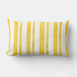 Sunny Yellow Watercolor Stripes Lumbar Cushion