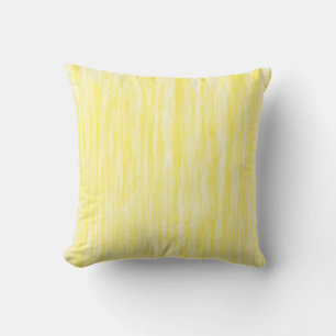 sunny yellow & white fibres / lines throw pillow