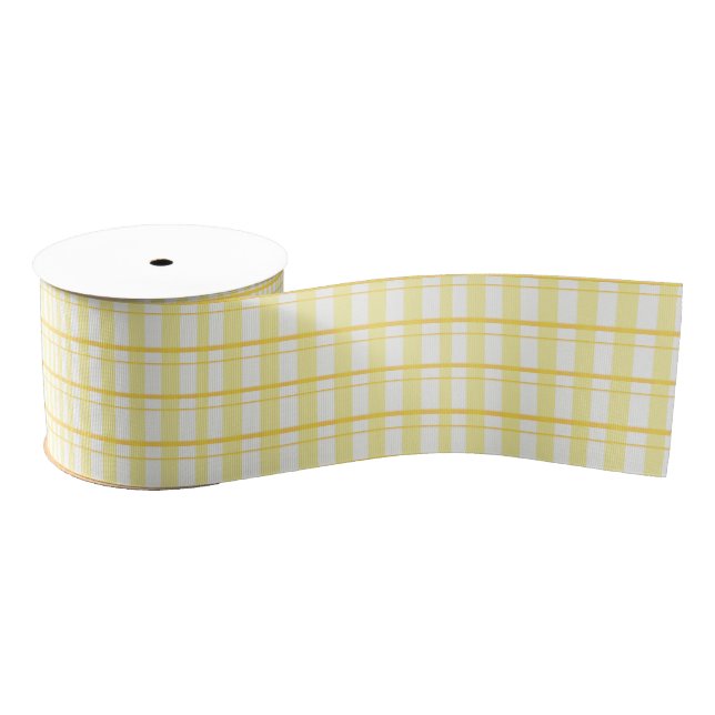 Sunny Yellow & White  Plaid  3" Grosgrain Ribbon (Spool)
