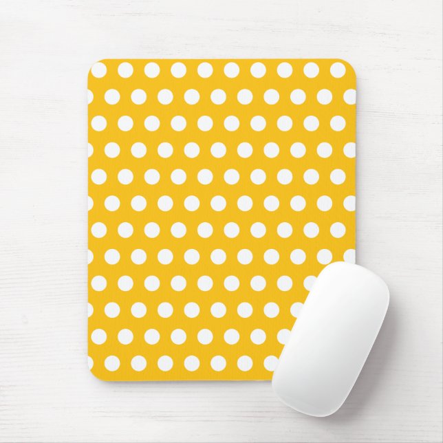 Sunny Yellow White Polka Dot Pattern Art Mouse Mat (With Mouse)