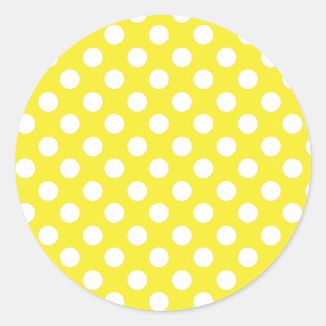 Sunny Yellow & White Polka Dots Birthday Party Classic Round Sticker (Front)