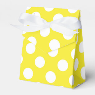Sunny Yellow & White Polka Dots Birthday Party Favour Box